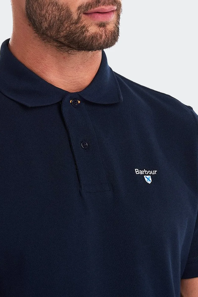 Short Sleeve Navy Blue Cotton Pique Polo