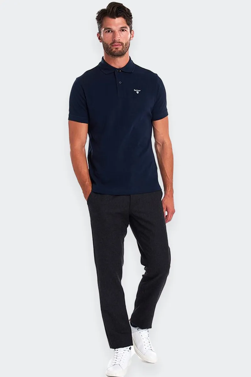 Short Sleeve Navy Blue Cotton Pique Polo