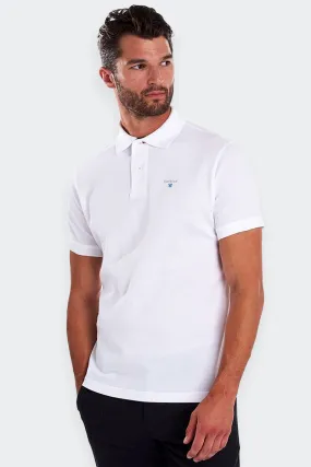 Short sleeve white cotton pique polo shirt