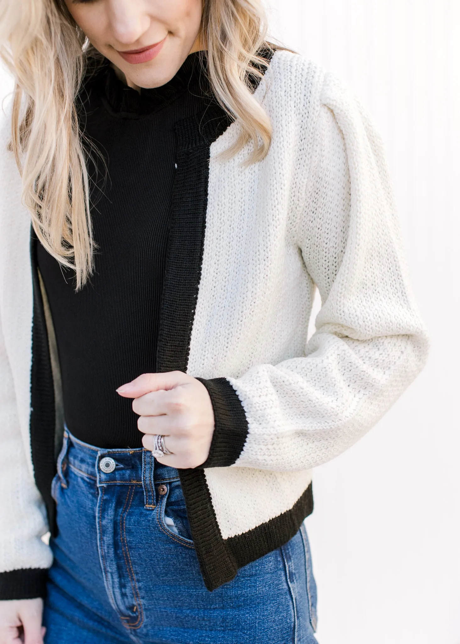 Smart Black and Cream Cardigan