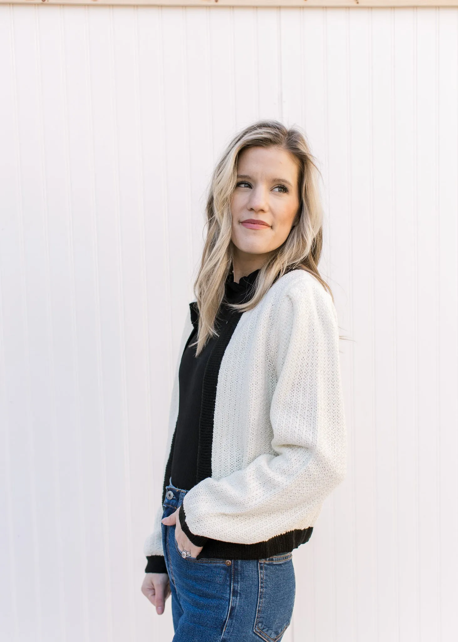 Smart Black and Cream Cardigan