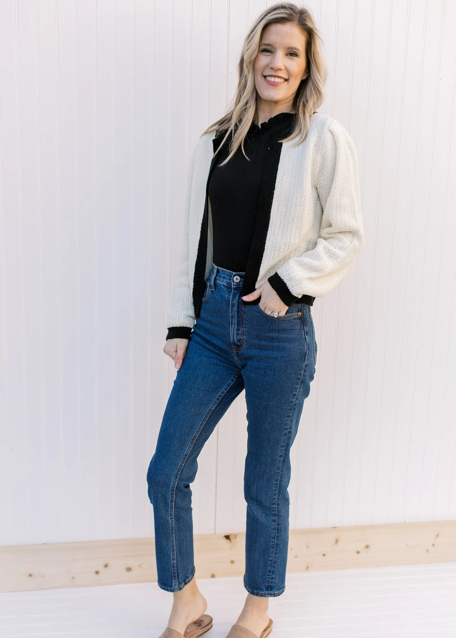 Smart Black and Cream Cardigan