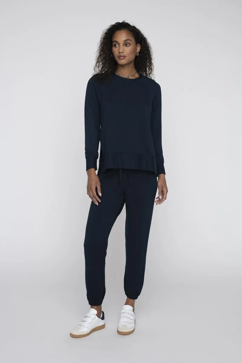 Soft Fleece Raglan Side Slit Sweatshirt, New Navy.