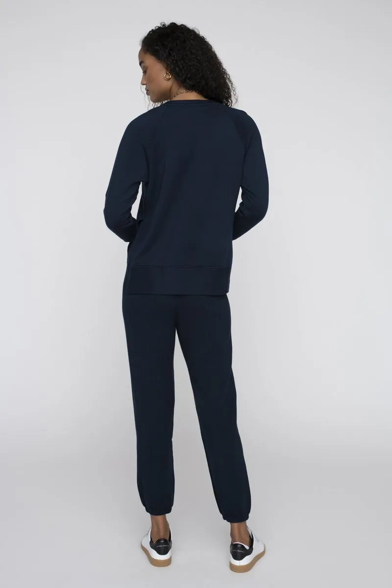 Soft Fleece Raglan Side Slit Sweatshirt, New Navy.