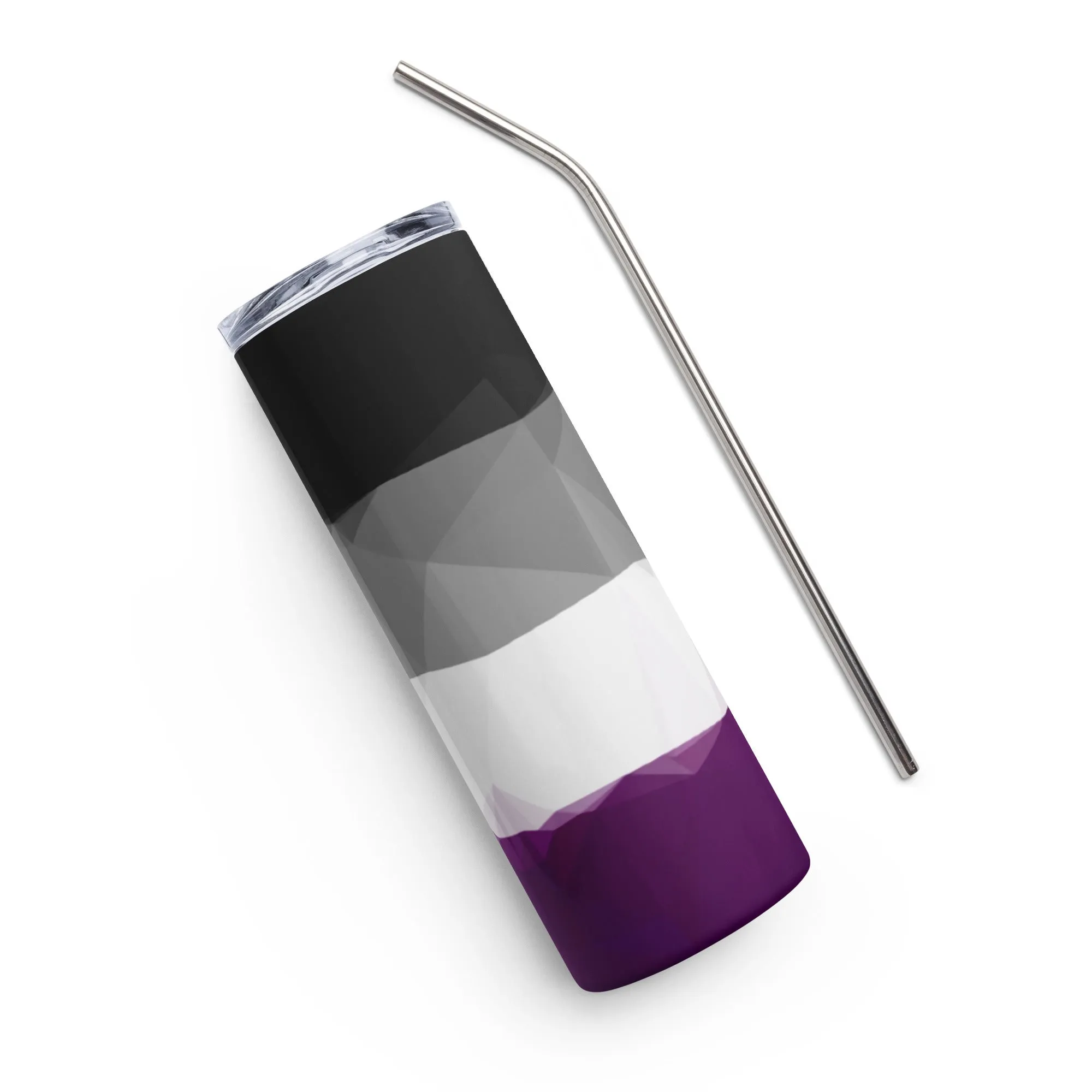 Stainless Steel Tumbler with Geometric Asexual Pride Design | 20 oz