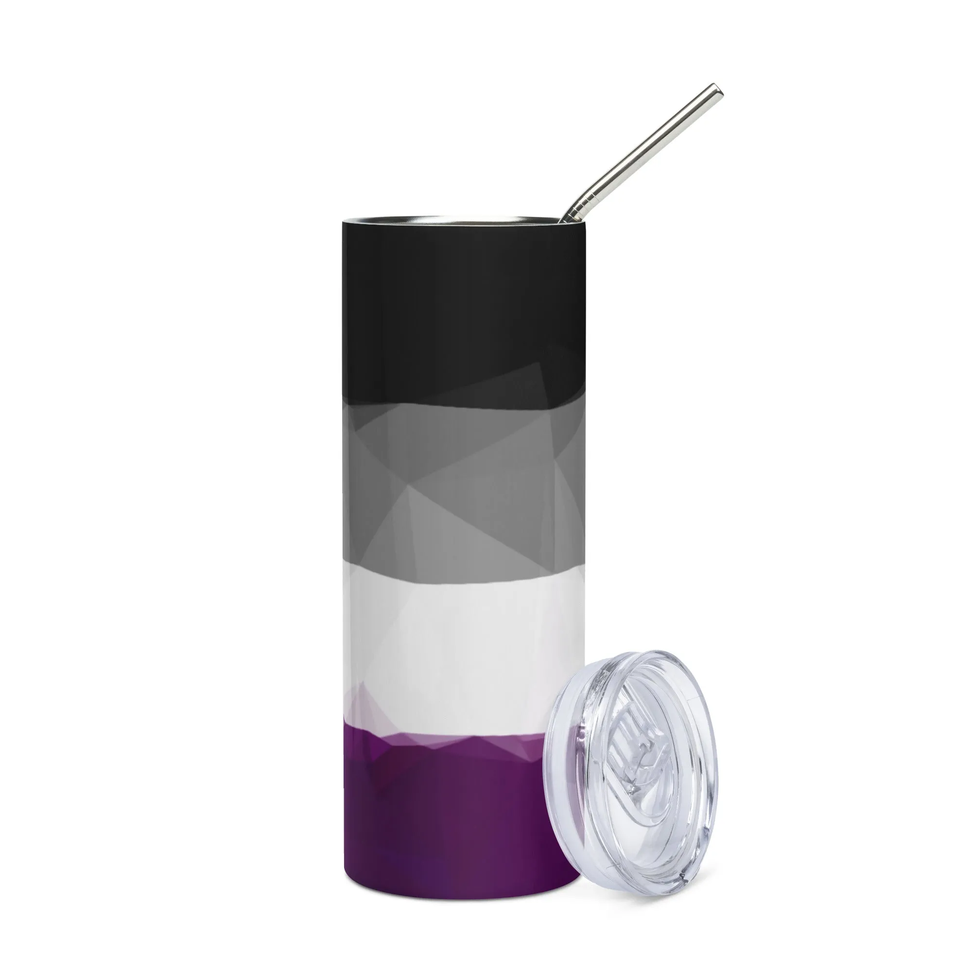 Stainless Steel Tumbler with Geometric Asexual Pride Design | 20 oz