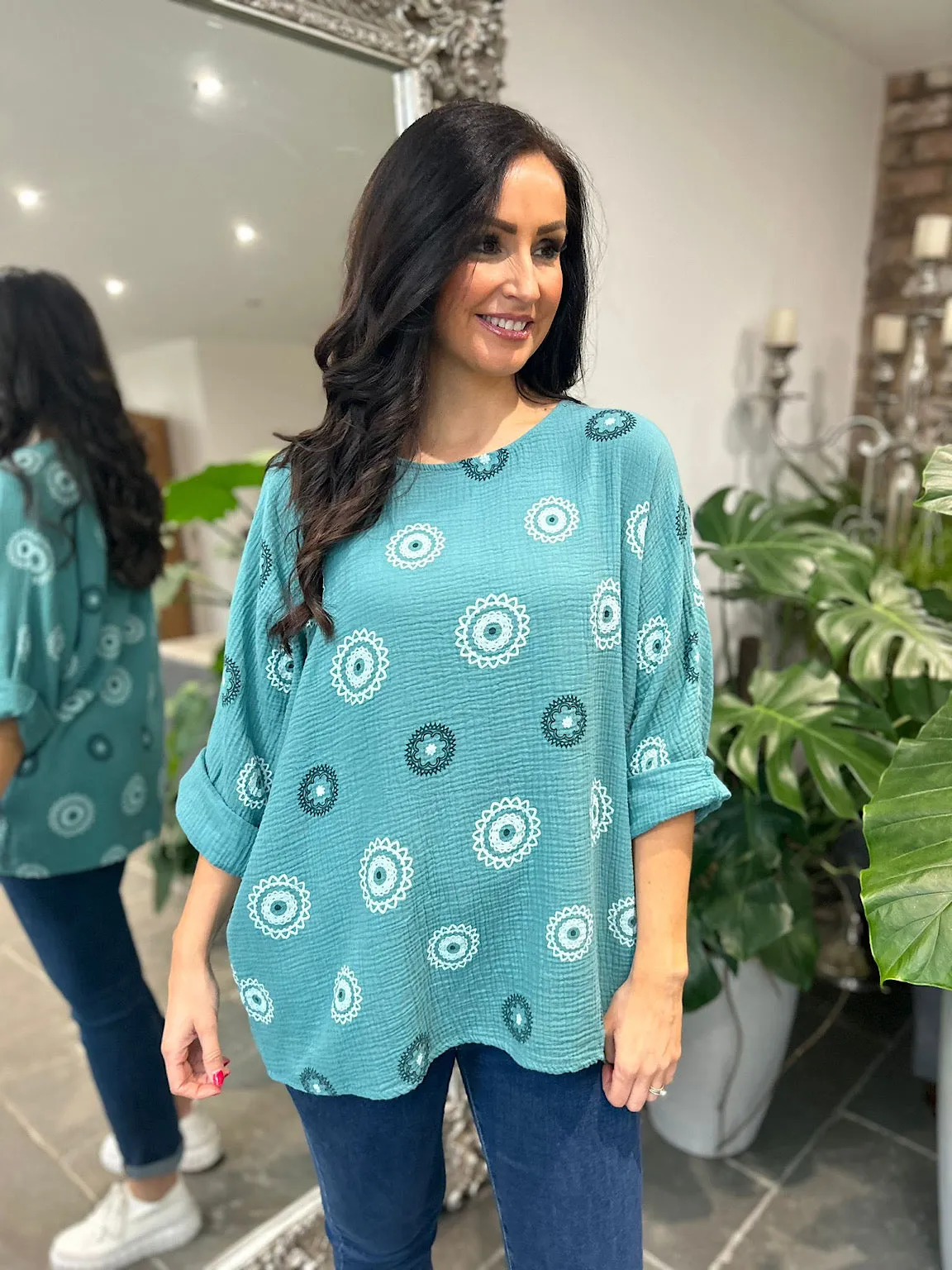 Teal Pattern Top Pippa - Affordable and Stylish Teal Pattern Top