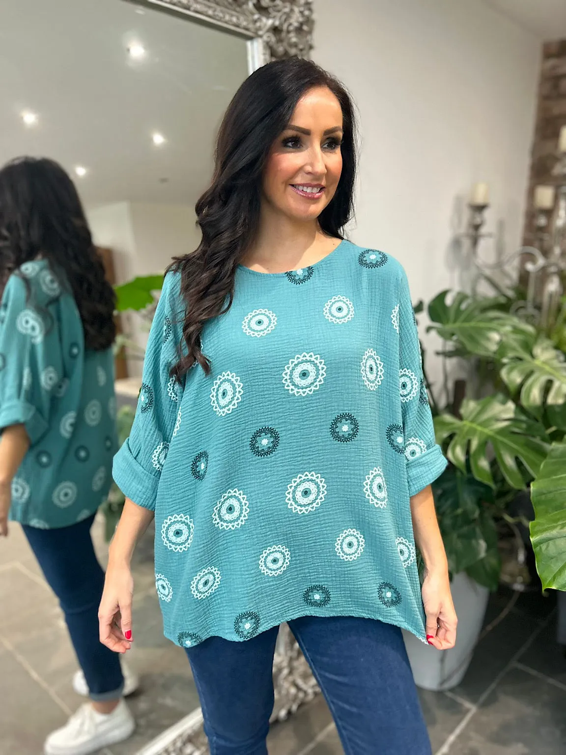 Teal Pattern Top Pippa - Affordable and Stylish Teal Pattern Top