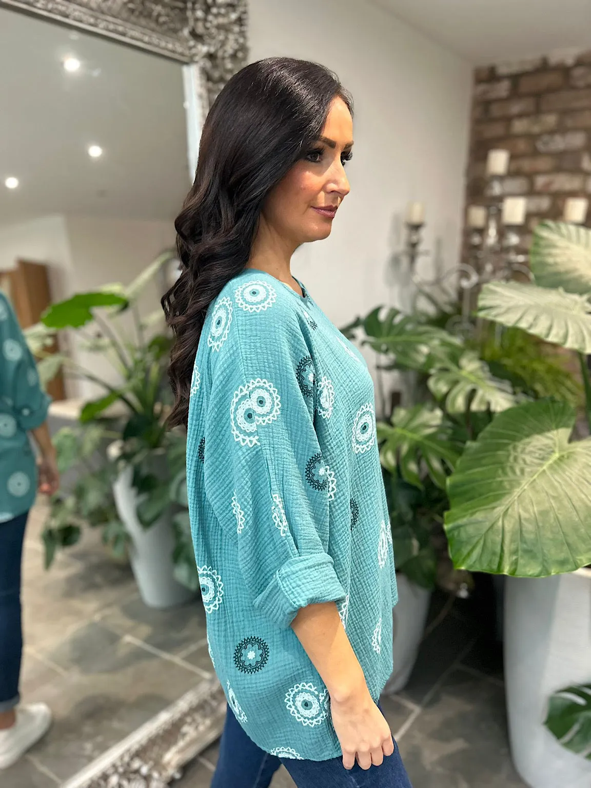 Teal Pattern Top Pippa - Affordable and Stylish Teal Pattern Top