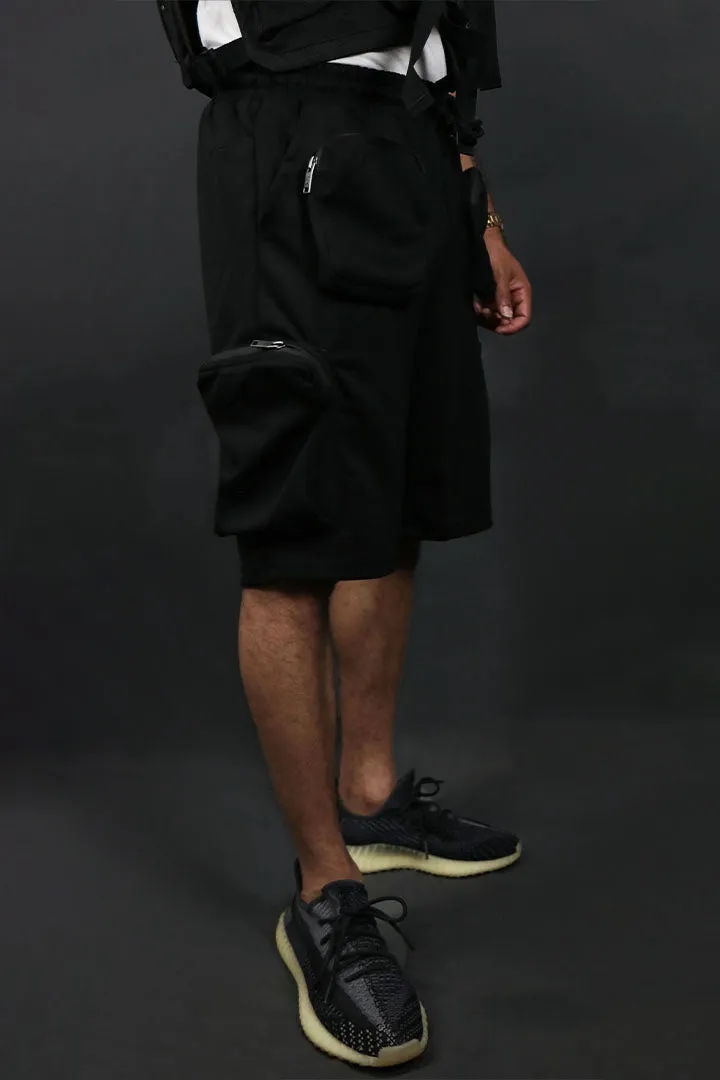 Tech Fleece Black Cargo Shorts - Streetwear Military Style | Life Code