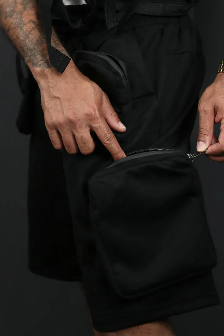 Tech Fleece Black Cargo Shorts - Streetwear Military Style | Life Code