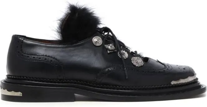 Toga studded leather brogues Black