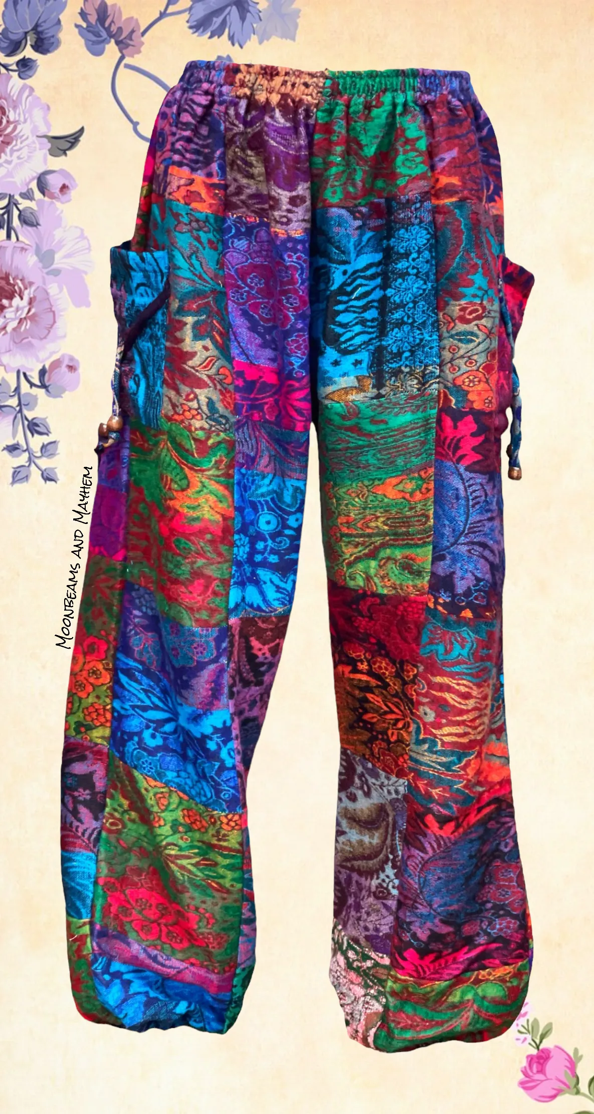 Total Mayhem Patchwork Fleece Harem Pants - Sizes M, L, XL