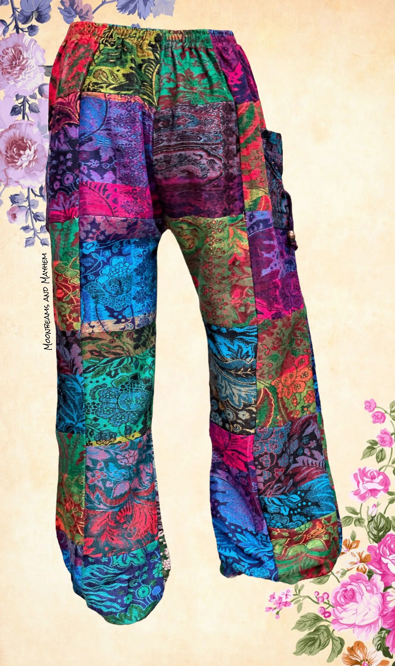 Total Mayhem Patchwork Fleece Harem Pants - Sizes M, L, XL