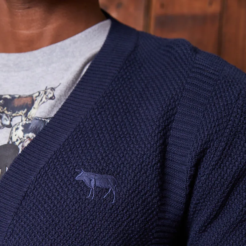 Tulbagh Midnight Cardigan with Moss-Stitch Detail