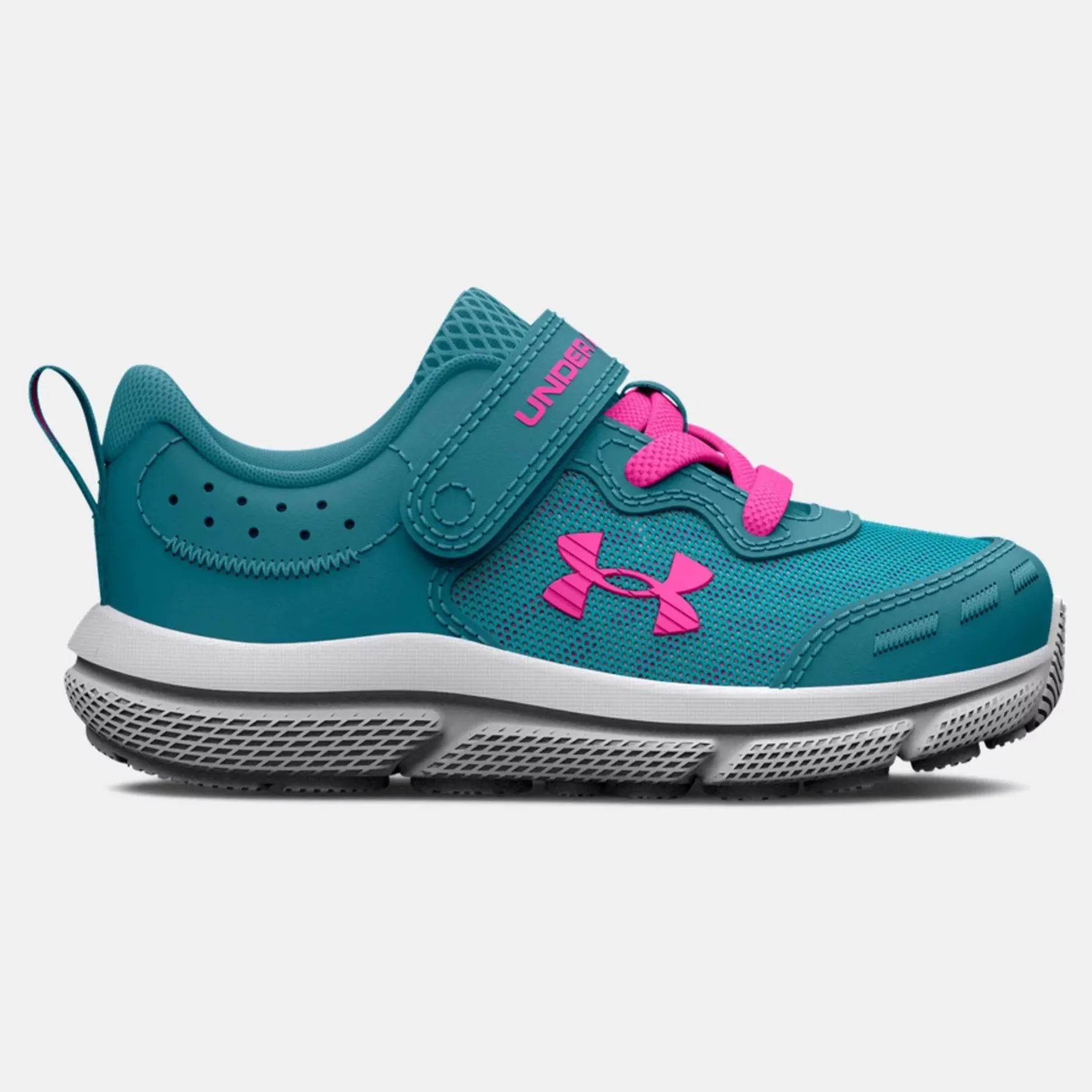 Under Armour Assert 10 A/C Toddler Sneaker - Glacier Blue/Halo Grey/Rebel Pink.