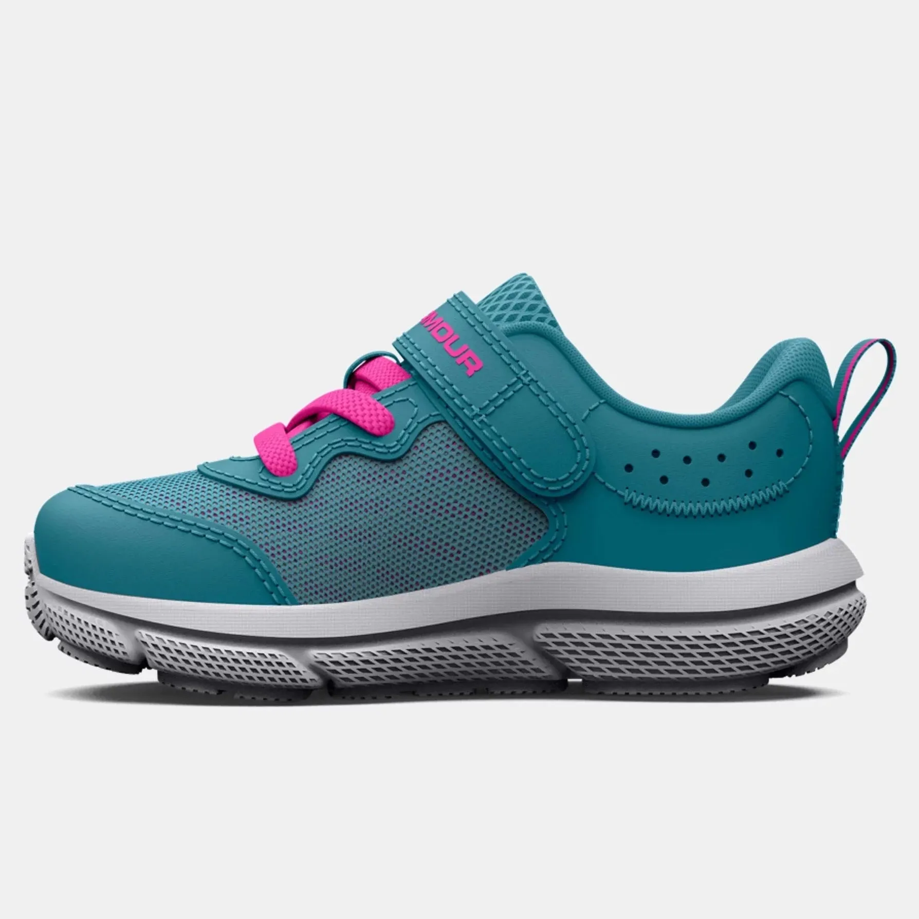 Under Armour Assert 10 A/C Toddler Sneaker - Glacier Blue/Halo Grey/Rebel Pink.