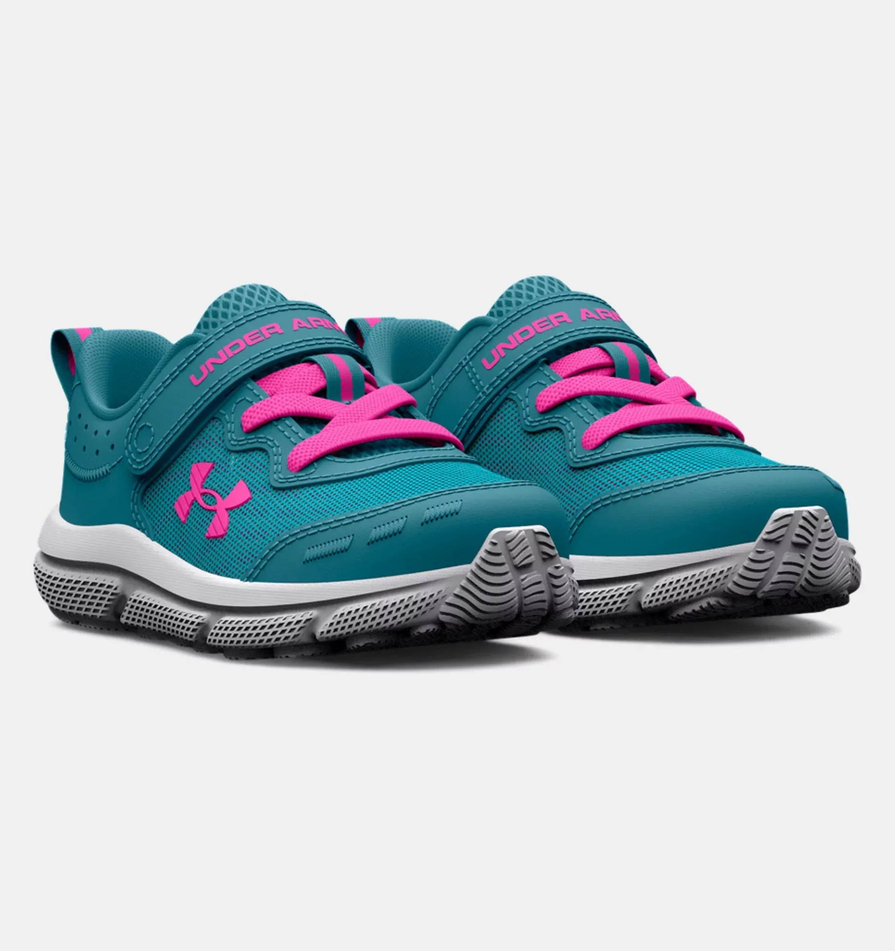 Under Armour Assert 10 A/C Toddler Sneaker - Glacier Blue/Halo Grey/Rebel Pink.