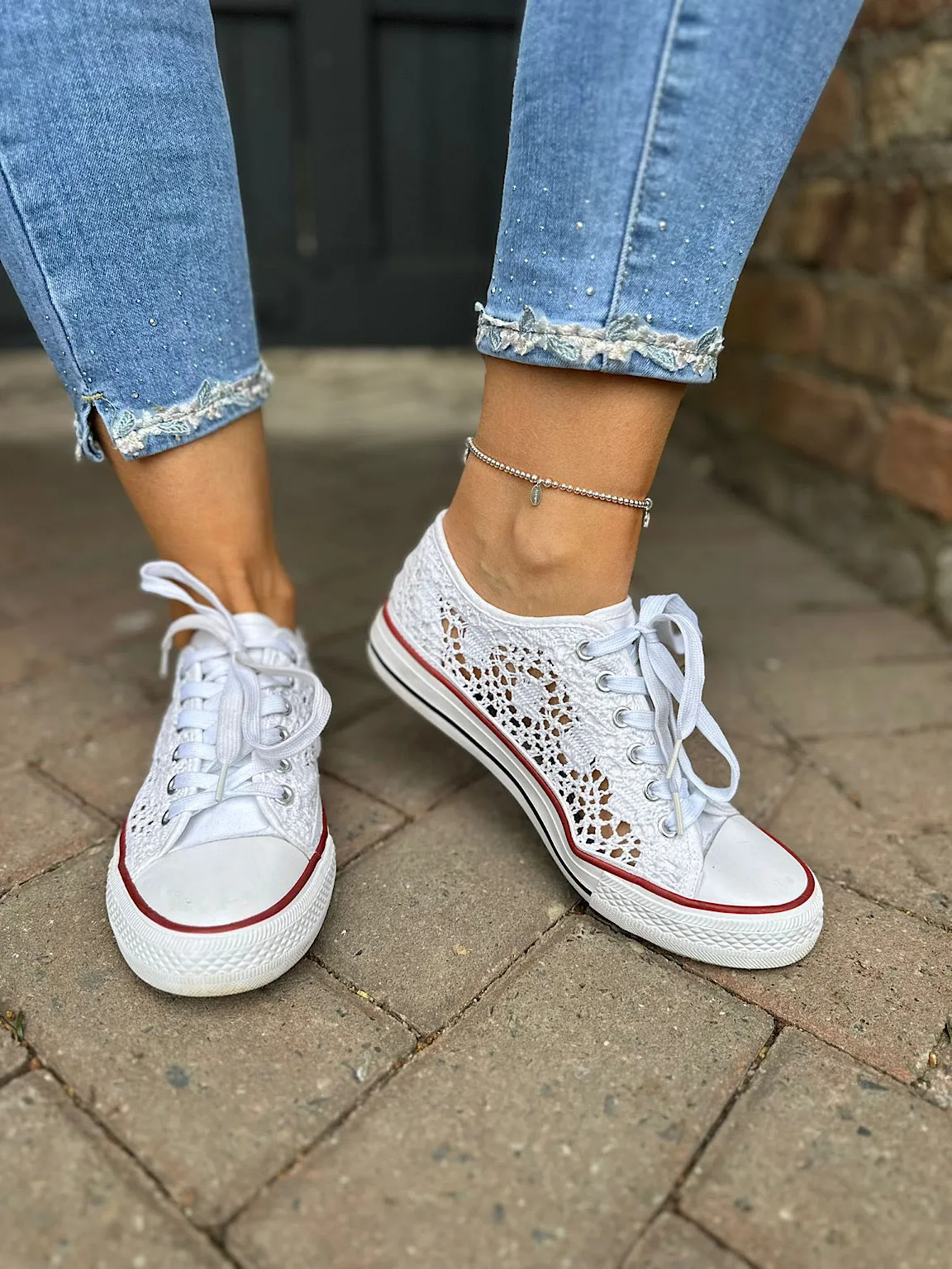 White Crochet Trainers Amanda - Best Price & Great Quality