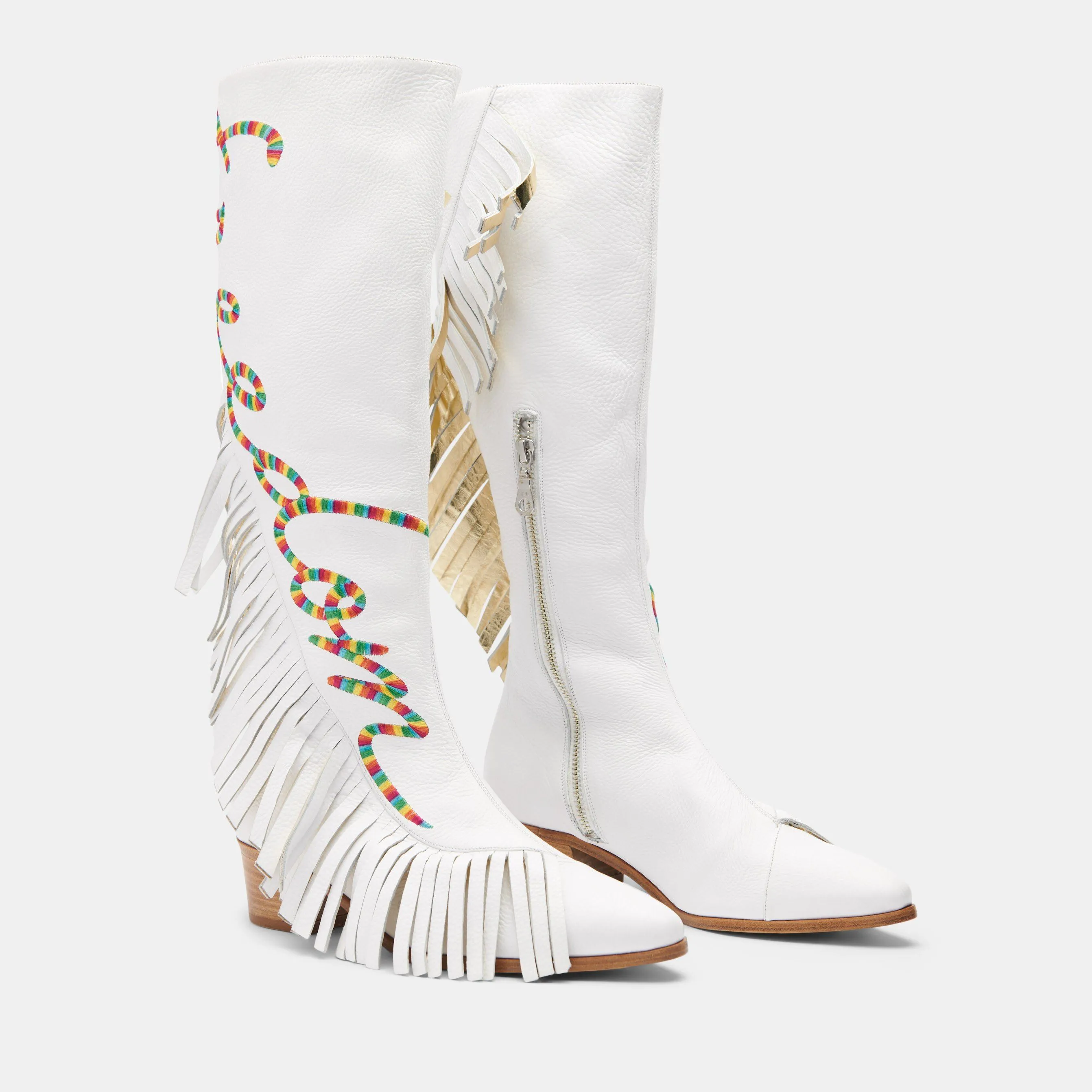 White Freedom Fighter Fringe Boot - Custom Made.