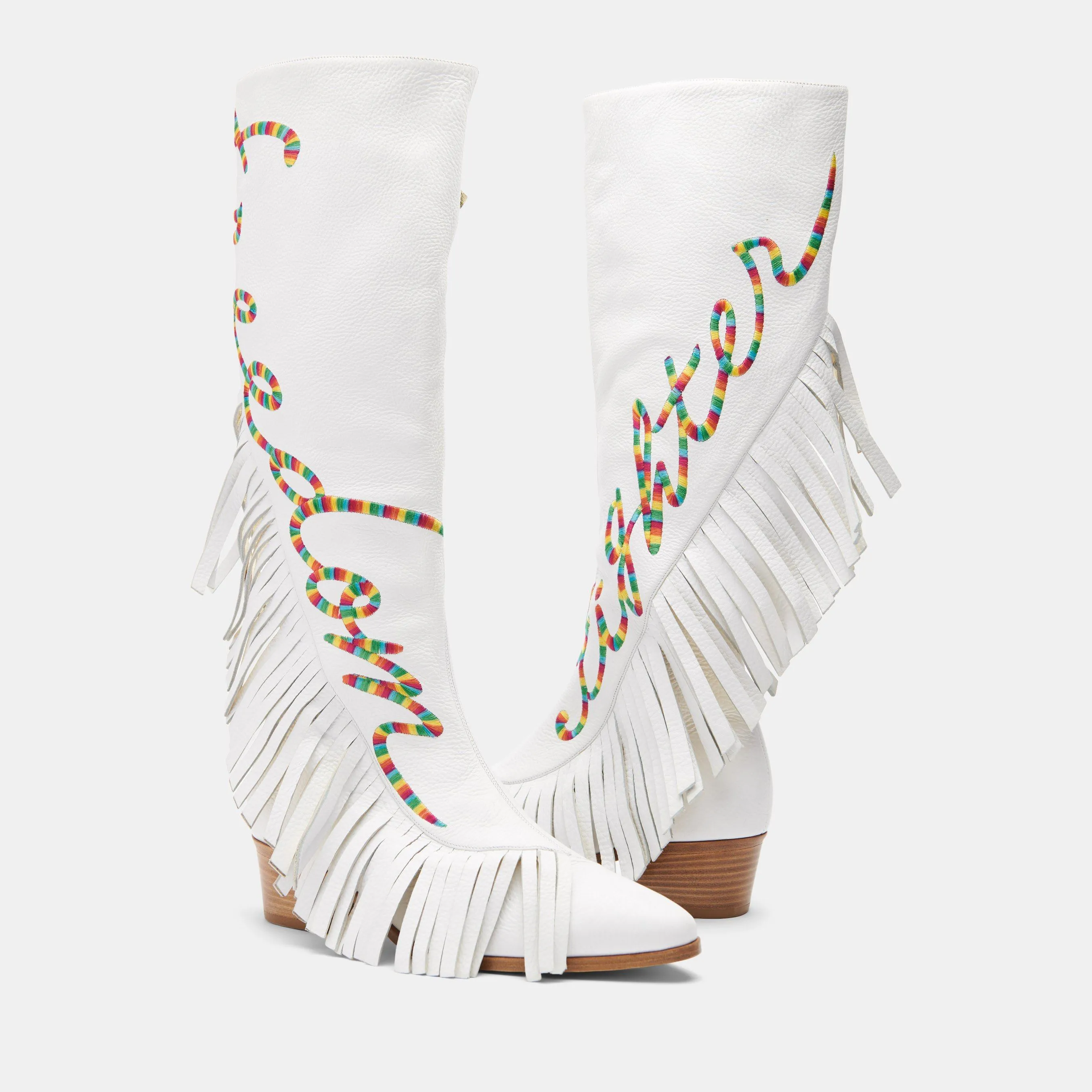 White Freedom Fighter Fringe Boot - Custom Made.