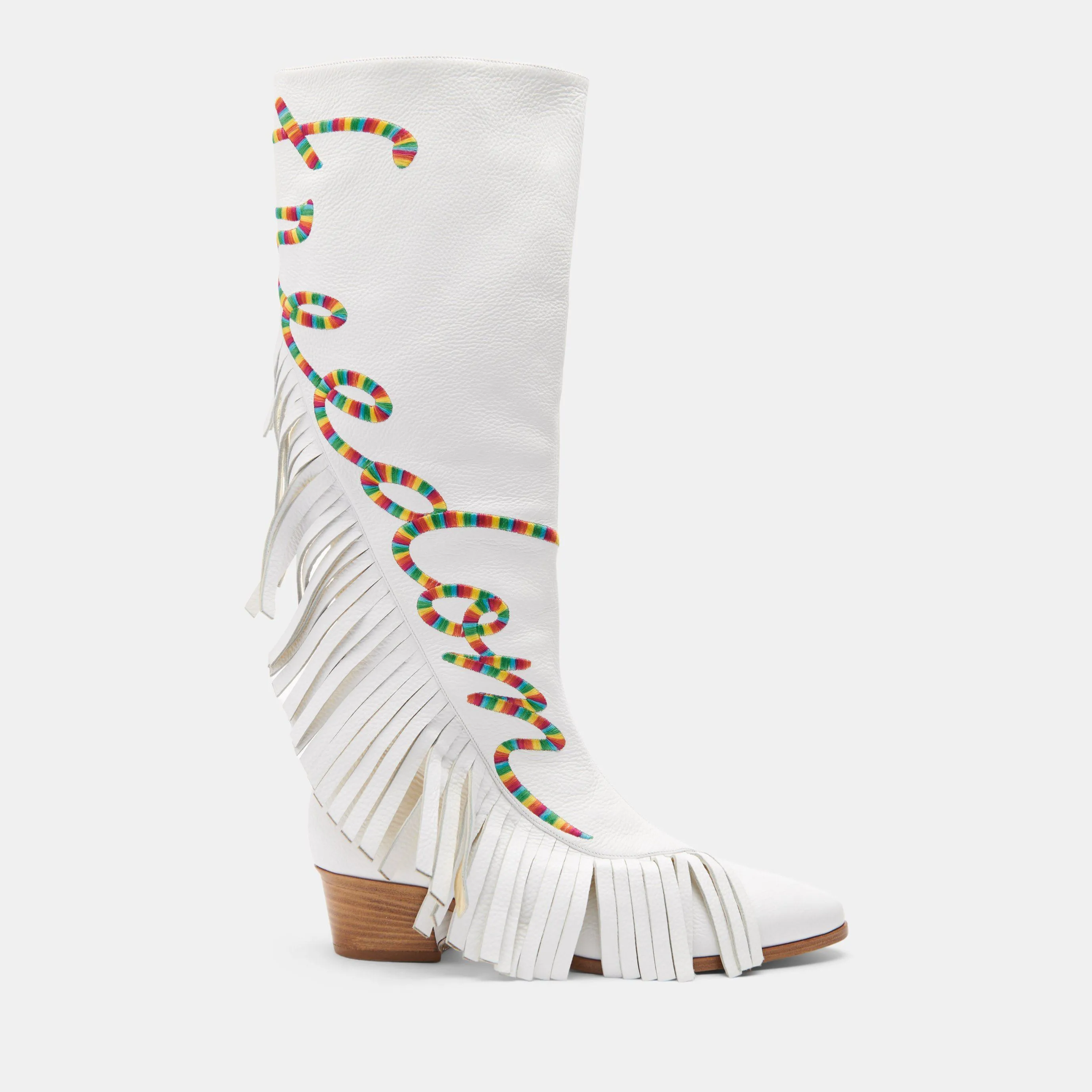 White Freedom Fighter Fringe Boot - Custom Made.