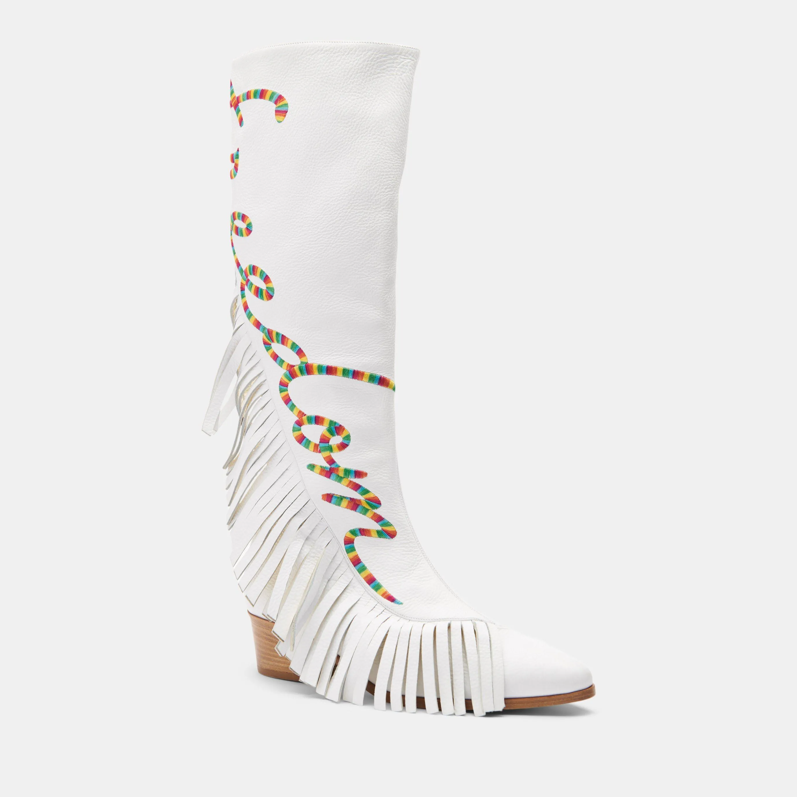 White Freedom Fighter Fringe Boot - Custom Made.