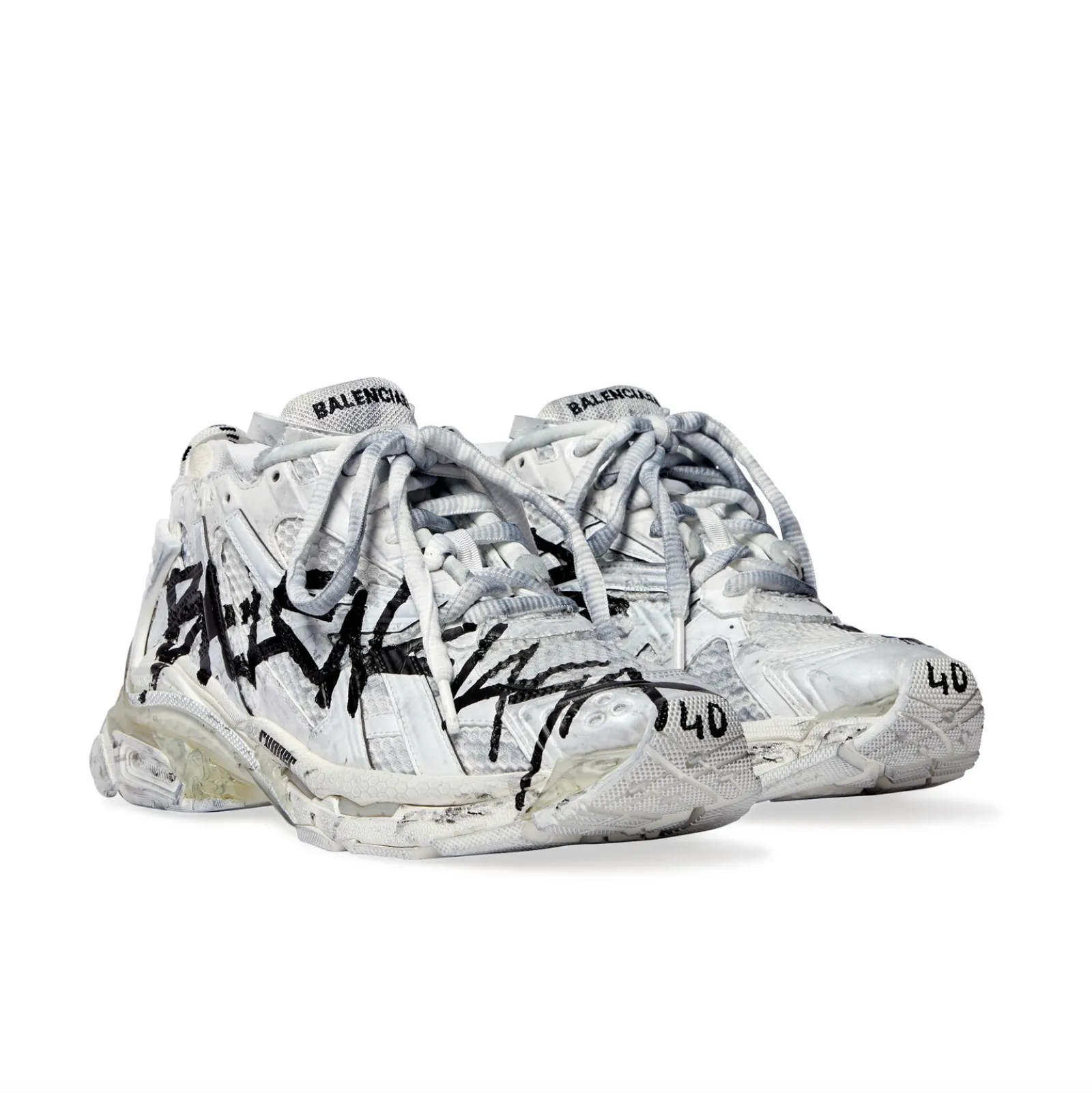 White Runner Graffiti Trainers