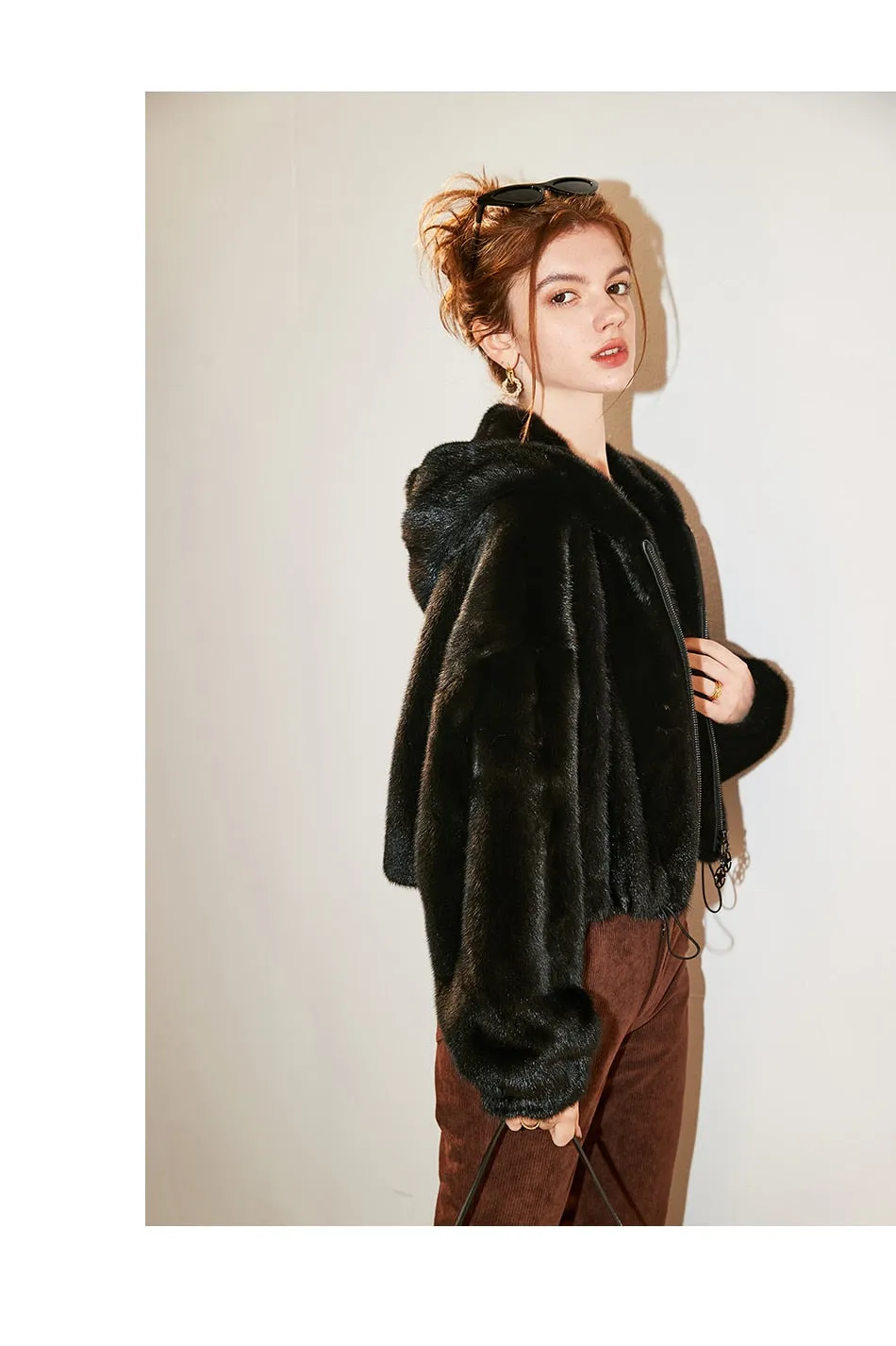 Winter Mink Fur Parka Jacket for Women