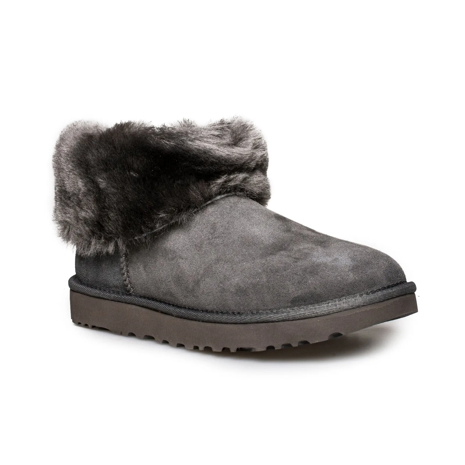 women's UGG Classic Mini Fluff Charcoal Boots