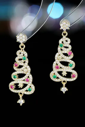 Zircon Snowflake Christmas Tree Earrings