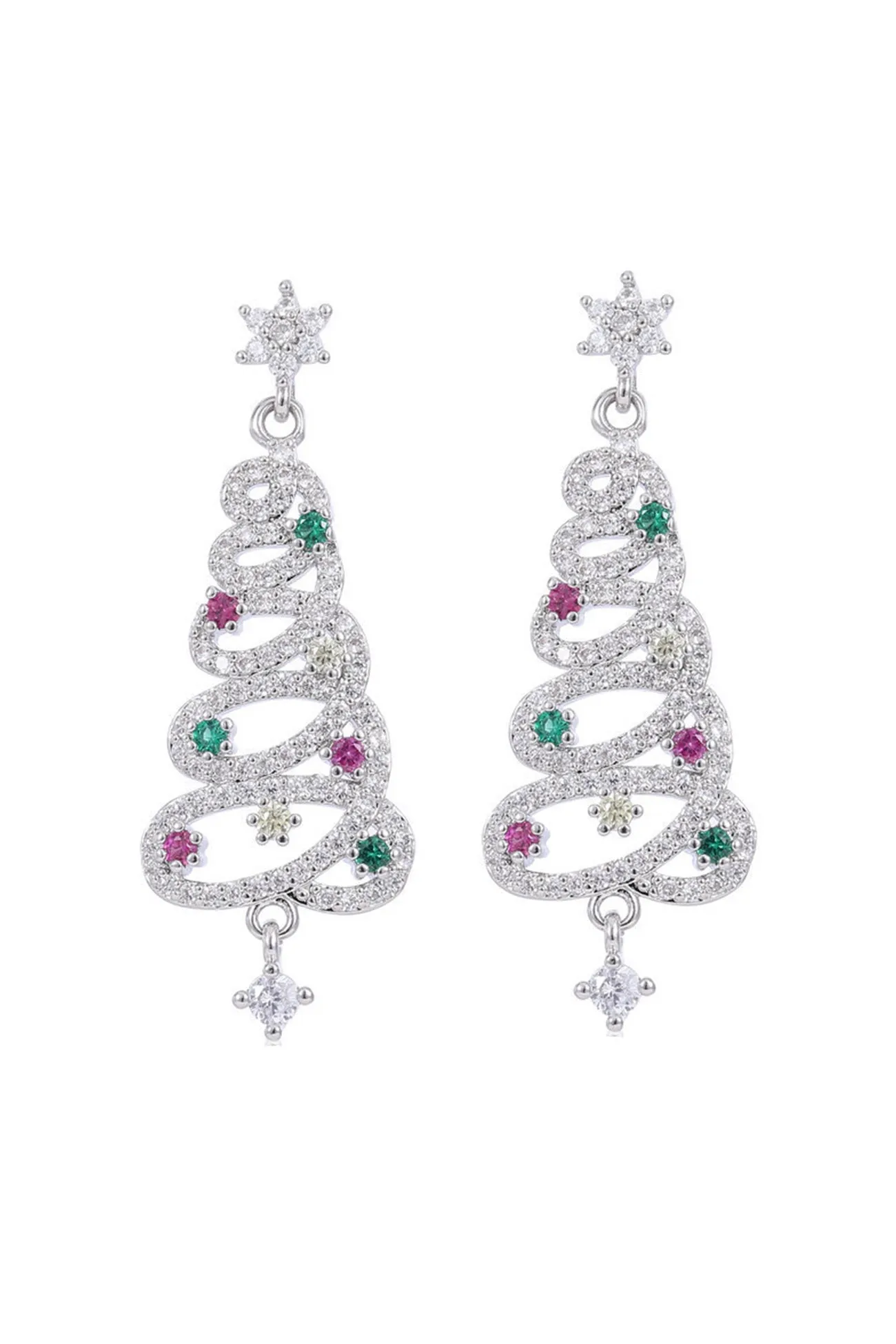 Zircon Snowflake Christmas Tree Earrings